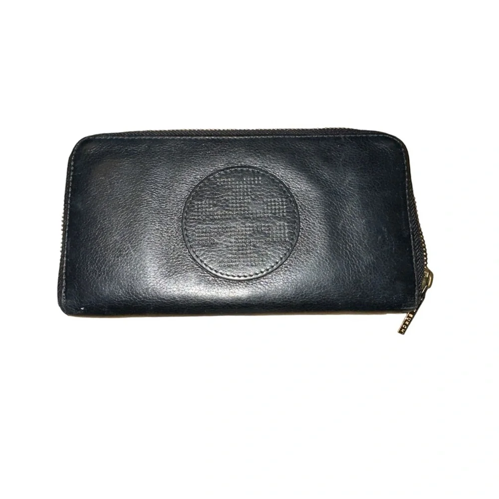 LOW START 🚨 EUC AUTHENTIC TORY BURCH Black Leather Zip Continental Wallet